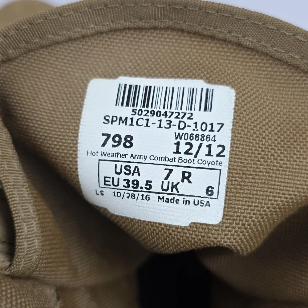Belleville 798 Hot Weather Army Combat Boot Mens 7 R Coyote Brown Suede Nylon